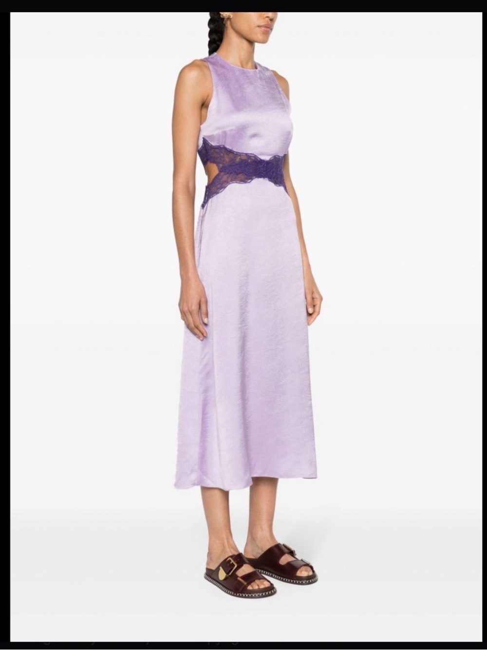 Sandro Lilac Midi Dress with Purple Lace Waist